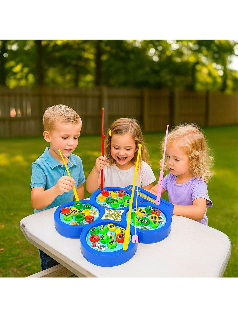 Brinquedo Pescaria Pega Peixe 32 Peixes 4 Varas Coloridos - Jogo De Pescaria Infantil Com Som