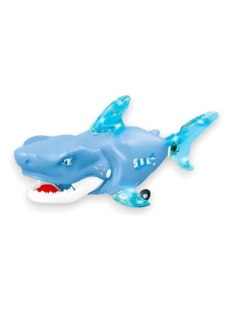Brinquedo Robô Tubarão Dançarino Fujão Luz Som Diversão azul
