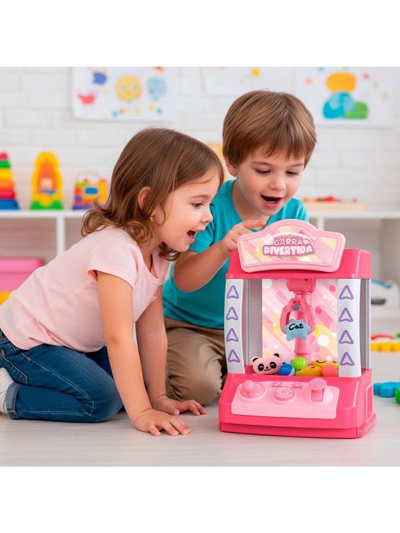 Mini Máquina De Ursinhos Pelúcia Joguinho Garra Diversão E Prêmios Para Crianças E Adultos - azul