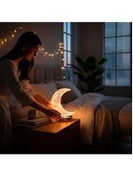 Luminária Formato Lua Decoração Led Quarto Iluminação - Atmosfera Romântica E Aconchegante