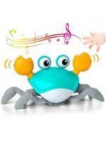 Caranguejo Fujão Brinquedo Bebê Infantil Musica Diversão Com Luzes Led verde água