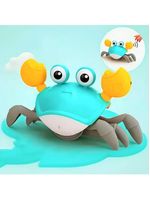 Caranguejo Fujão Brinquedo Bebê Infantil Musica Diversão Com Luzes Led verde água