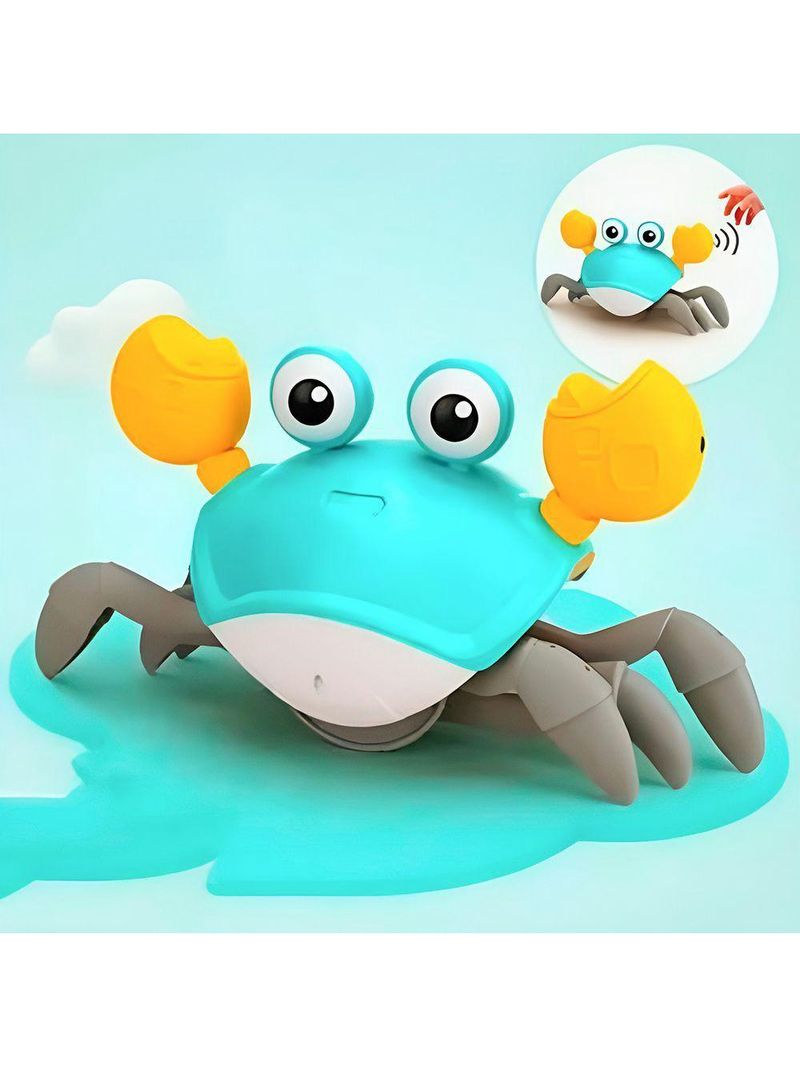 Caranguejo Fujão Brinquedo Bebê Infantil Musica Diversão Com Luzes Led verde água