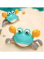 Caranguejo Fujão Brinquedo Bebê Infantil Musica Diversão Com Luzes Led verde água