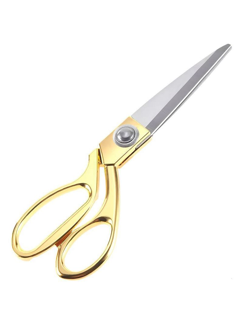 Tesoura Alfaiate Costura Artesanato Dourada Aço Inox