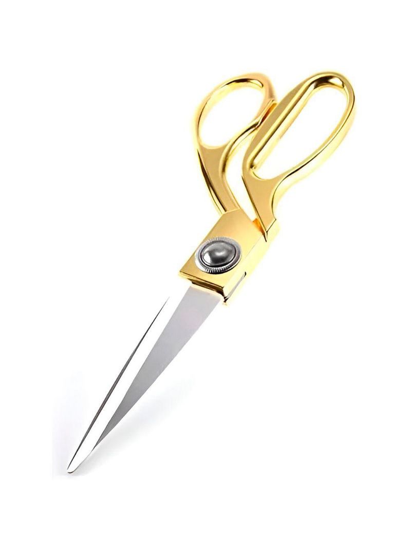 Tesoura Alfaiate Costura Artesanato Dourada Aço Inox