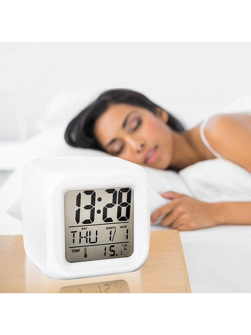 Relógio Cubo Digital Led Colorido Alarme Despertador De Cabeceira