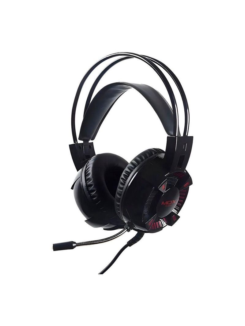 Headset Gamer Mo-hp50 Com Som Imersivo, Microfone Com Cancelamento De Ruído E Led Vermelho