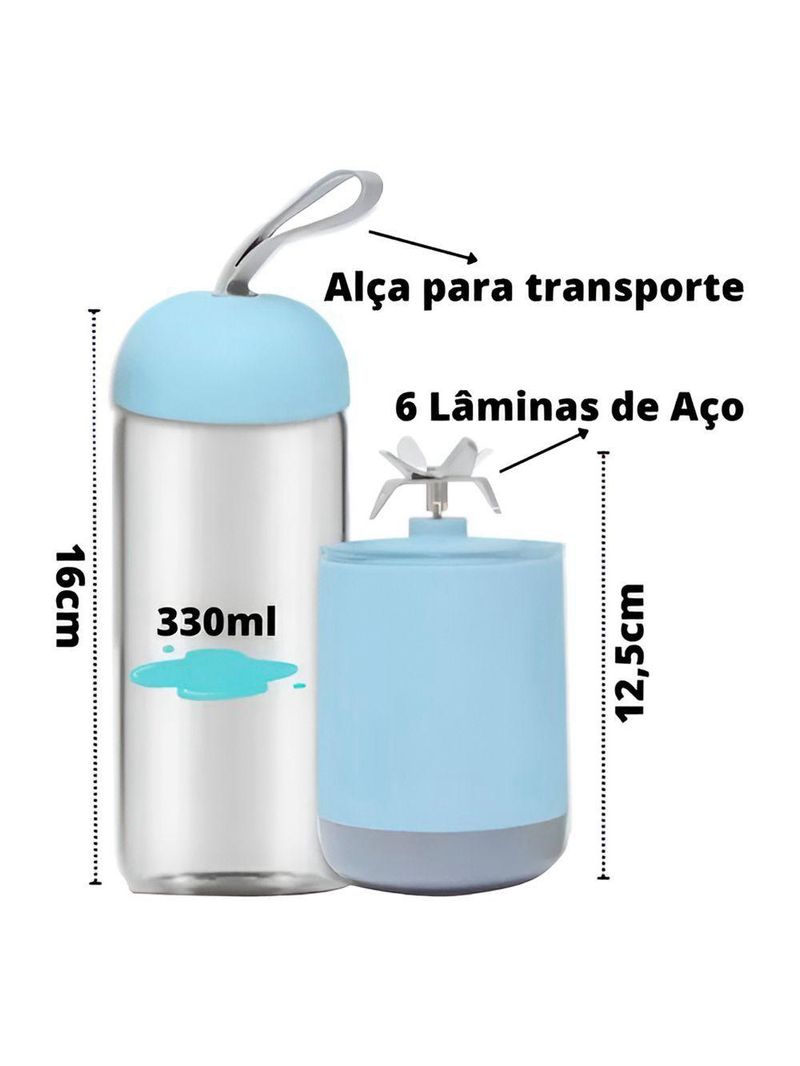 Mini Liquidificador Portátil Recarregável 6 Lâminas Tritura Gelo Ideal Para Shakes Sucos E Papinhas