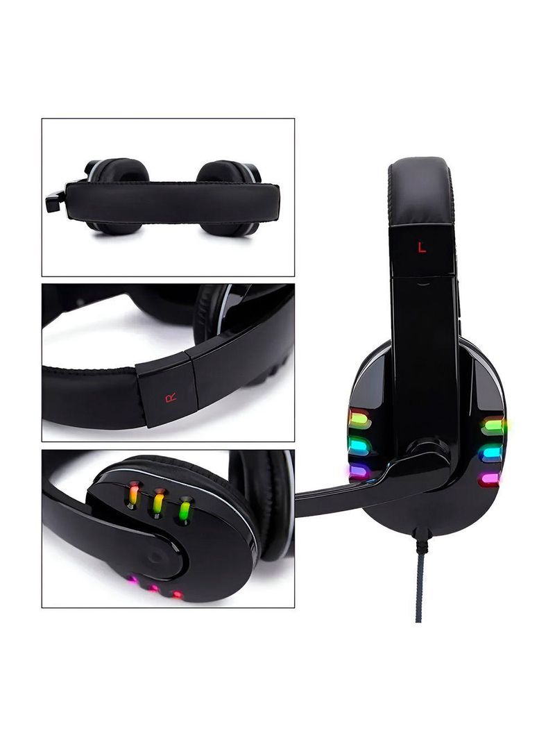 Fone Headset Gamer Com Fio Luz Rgb Microfone Jogos