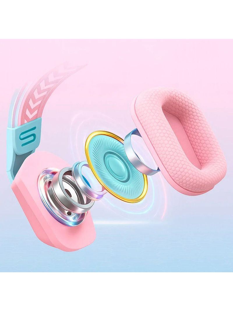 Fone De Ouvido Gamer Headset Rosa Led