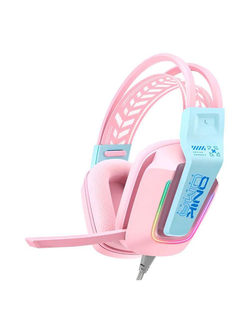 Fone De Ouvido Gamer Headset Rosa Led