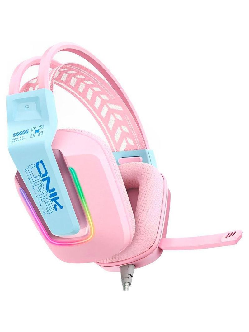 Fone De Ouvido Gamer Headset Rosa Led