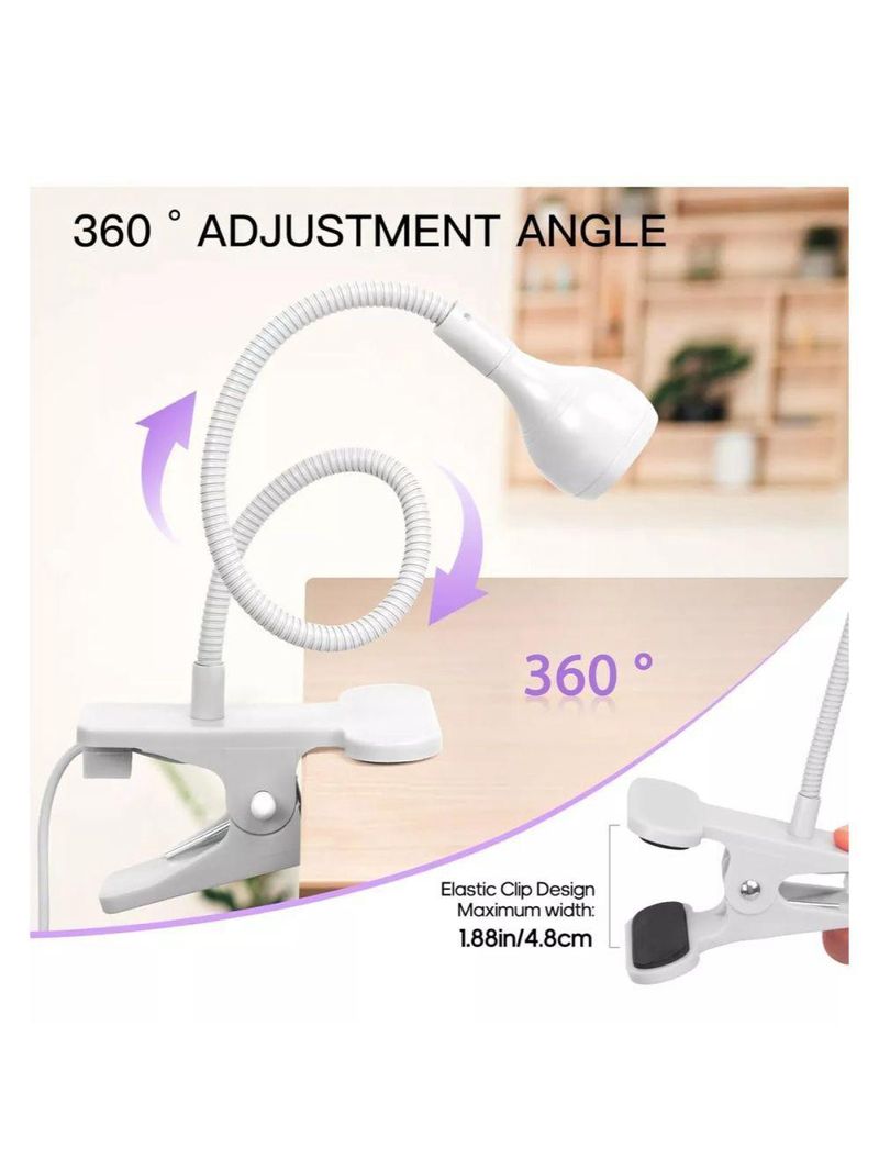 Mini Luminária Clip De Mesa Com Led Ultravioleta