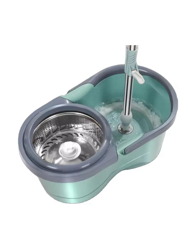 Mop Inox Balde Duplo Com Rodinha Esfregao 360 Giratorio Cesto Profissional Grande 12 Litros Rodo Vassoura 2 Em 1 Limpa S