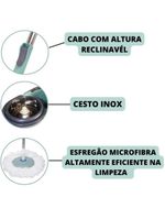 Mop Inox Balde Duplo Com Rodinha Esfregao 360 Giratorio Cesto Profissional Grande 12 Litros Rodo Vassoura 2 Em 1 Limpa S