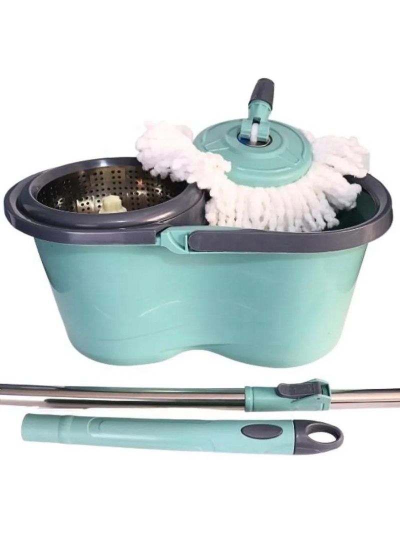 Mop Inox Balde Duplo Com Rodinha Esfregao 360 Giratorio Cesto Profissional Grande 12 Litros Rodo Vassoura 2 Em 1 Limpa S