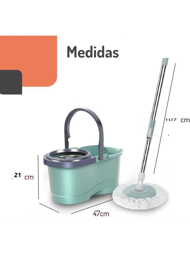 Mop Inox Balde Duplo Com Rodinha Esfregao 360 Giratorio Cesto Profissional Grande 12 Litros Rodo Vassoura 2 Em 1 Limpa S