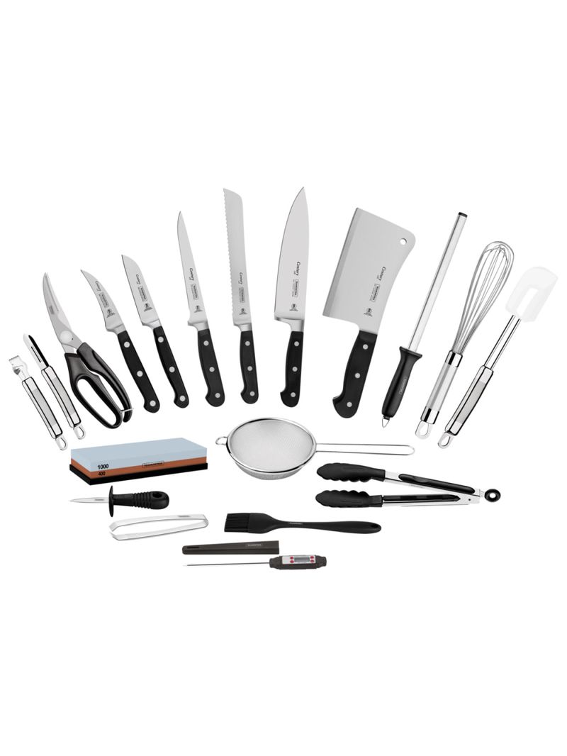 Kit para Chefs Tramontina em Aço Inox Cabo de Policarbonato e Fibra de Vidro com Maleta 20 Peças 24099027