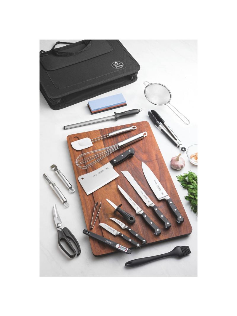 Kit para Chefs Tramontina em Aço Inox Cabo de Policarbonato e Fibra de Vidro com Maleta 20 Peças 24099027
