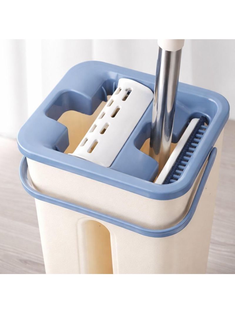 Esfregao Mop Flat Balde Duplo Rodo Multiuso Magico Vassoura Limpeza De Piso Cabo Extensivel Inox Lava Seca Refil