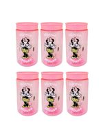 Kit 6 Potes Organizador Multiuso Rosa 350ml Minnie Mouse Disney 12cm - Tiba
