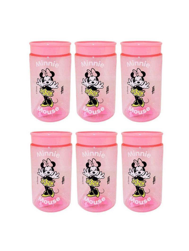 Kit 6 Potes Organizador Multiuso Rosa 350ml Minnie Mouse Disney 12cm - Tiba