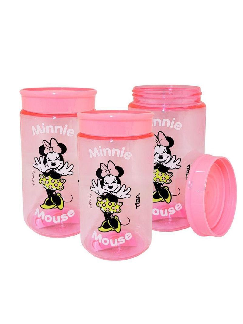 Kit 6 Potes Organizador Multiuso Rosa 350ml Minnie Mouse Disney 12cm - Tiba