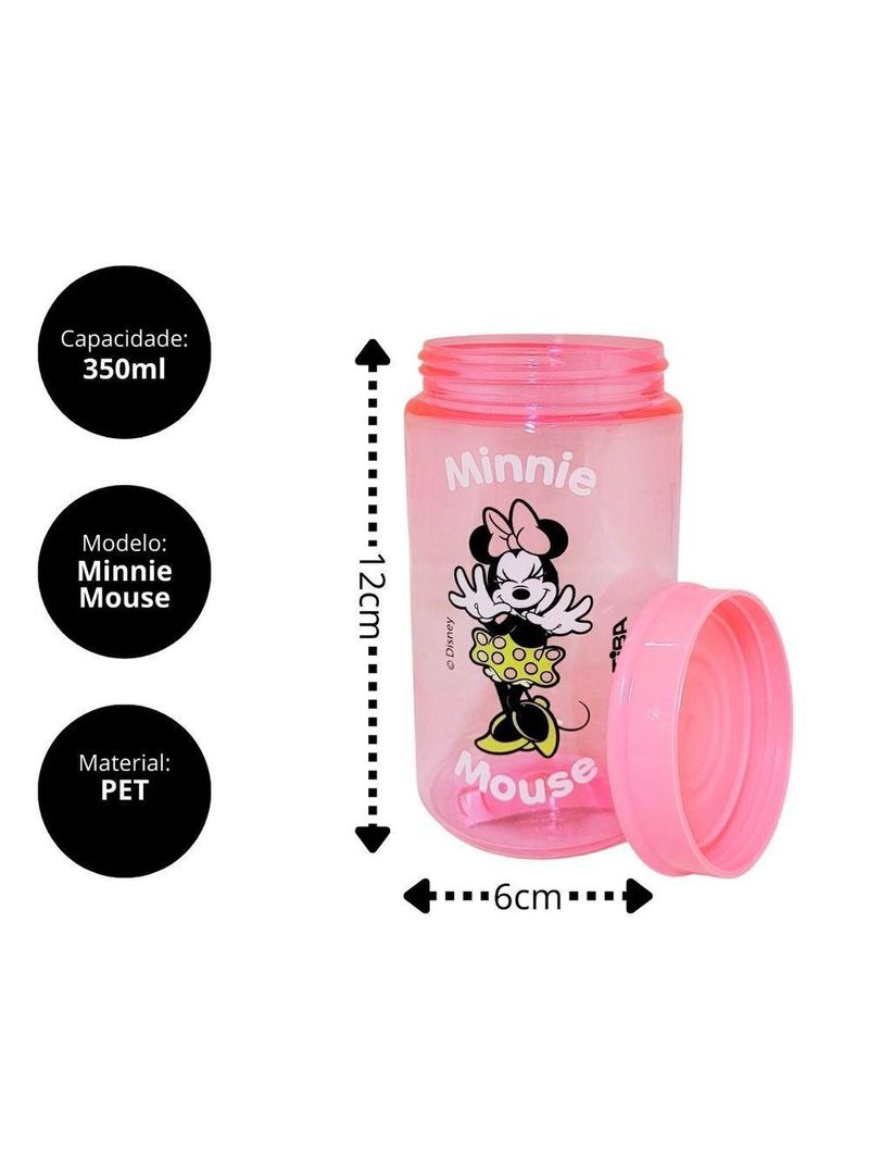 Kit 6 Potes Organizador Multiuso Rosa 350ml Minnie Mouse Disney 12cm - Tiba