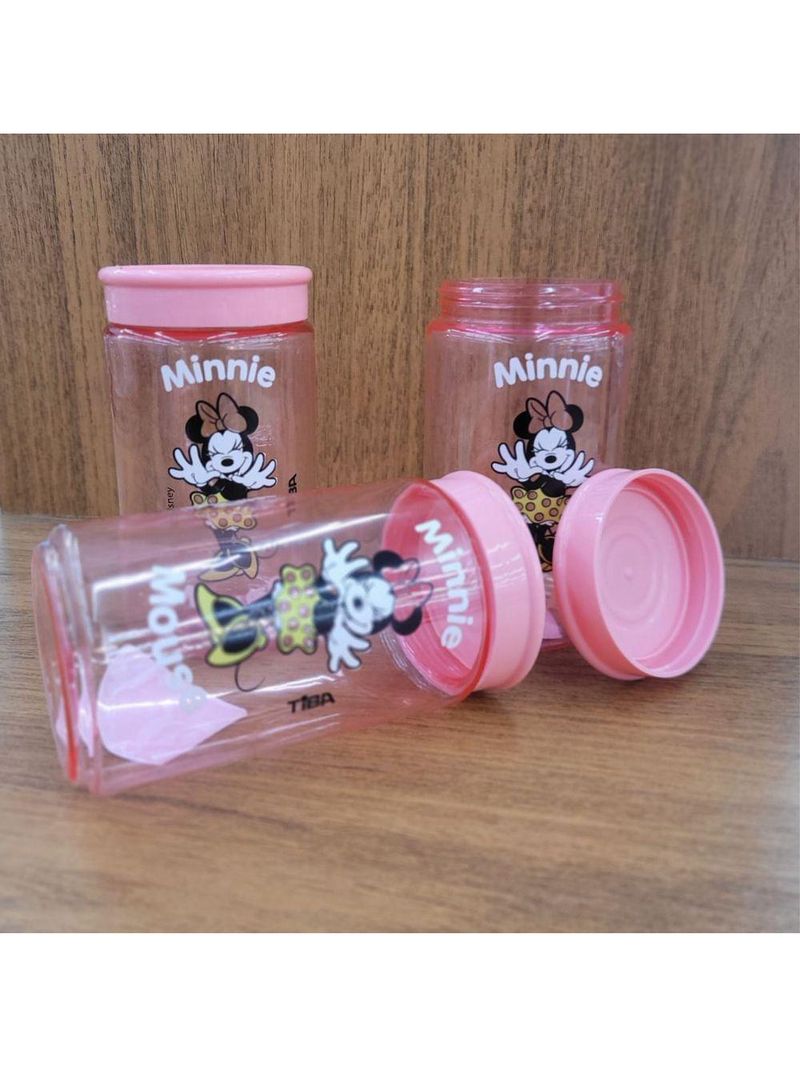 Kit 6 Potes Organizador Multiuso Rosa 350ml Minnie Mouse Disney 12cm - Tiba