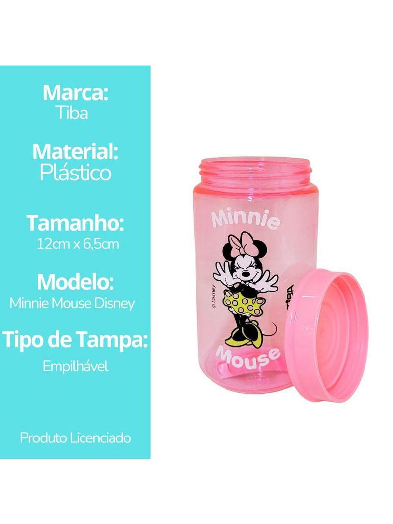 Kit 6 Potes Organizador Multiuso Rosa 350ml Minnie Mouse Disney 12cm - Tiba