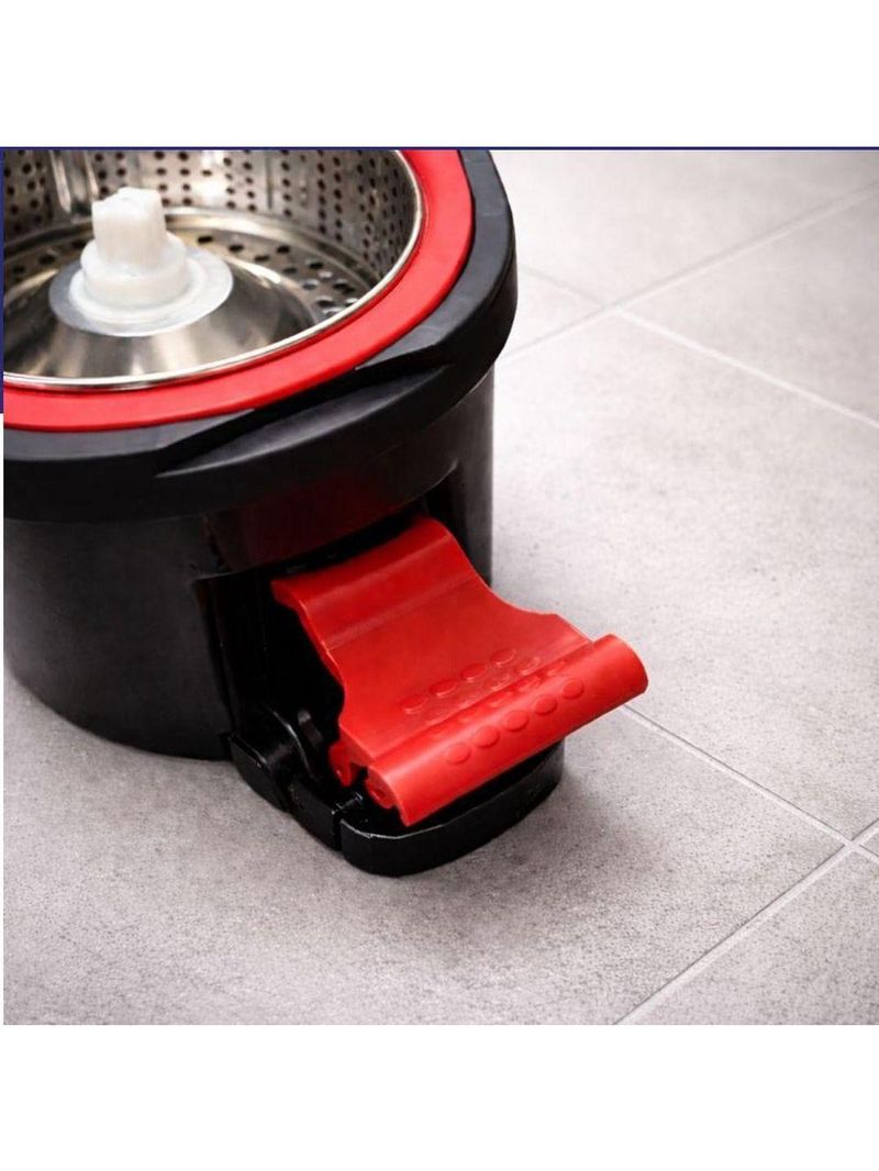 Balde Mop Turbo Com Pedal Giratorio Cesto Duplo Inox Twist Limpeza Esfregao 360 Rodo Casa Grande 13 Litros Profissional