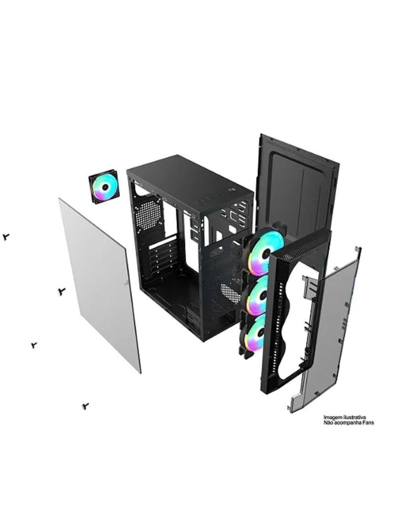 Gabinete Gamer Pc Bpc-c3147 Sem Fonte 3 Fans