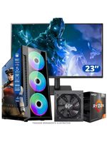 Pc Gamer Amd Ryzen 5 5600gt, 16gb Ram, Placa De Video Radeon Vega 7, Ssd 480gb, Fonte 550w + Monitor 23” Led 75hz