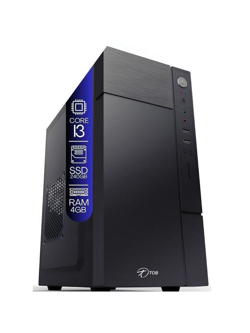 Computador Completo Tob Intel Core I3 Ssd 240gb Memória 4gb 10 Pro Trial + Teclado E Mouse + Monitor 19” Desktop
