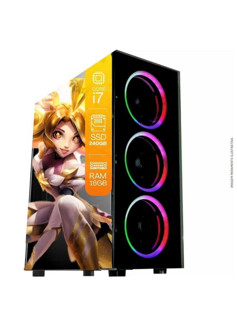 Computador Pc Gamer Tob Intel Core I7 Ssd 240gb 16gb 10 Pro Trial