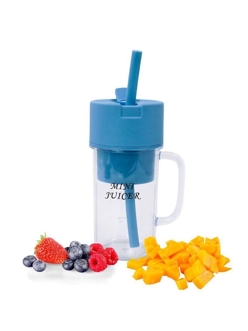 Mini Liquidificador Portátil Shake Suco Juice Cup Caneca Cabo Usb azul