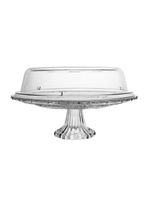 Prato para bolo lyor angel vidro com pé tampa plástica 30cm elegante e funcional
