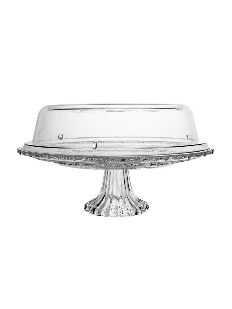 Prato para bolo lyor angel vidro com pé tampa plástica 30cm elegante e funcional