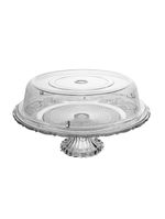 Prato para bolo lyor angel vidro com pé tampa plástica 30cm elegante e funcional