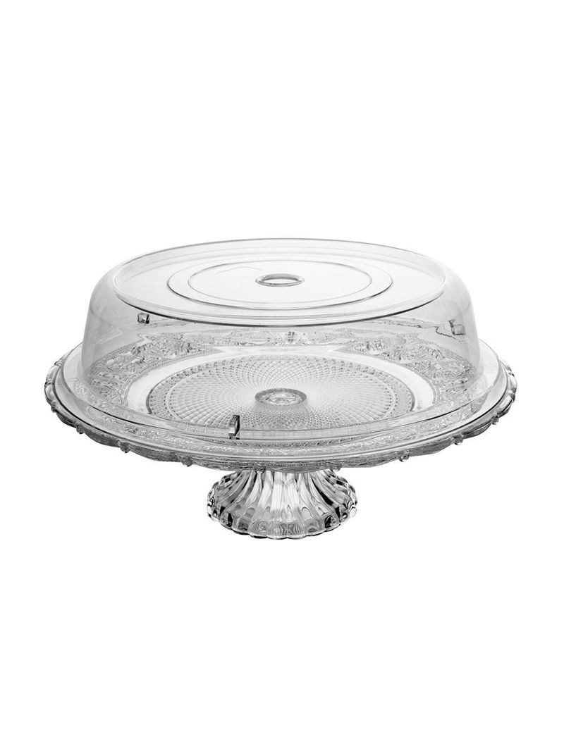 Prato para bolo lyor angel vidro com pé tampa plástica 30cm elegante e funcional