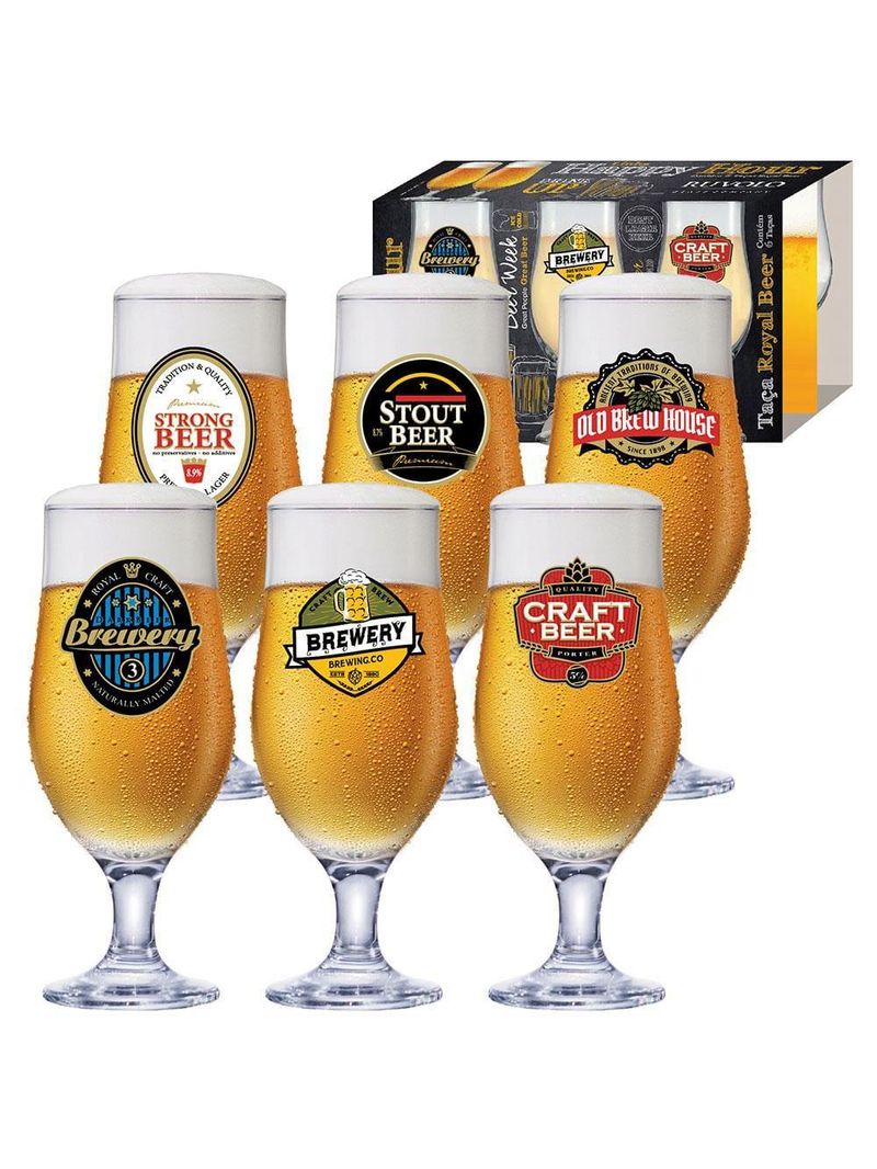 Conjunto de taças para cerveja ruvolo royal beer 330 ml – 6 peças