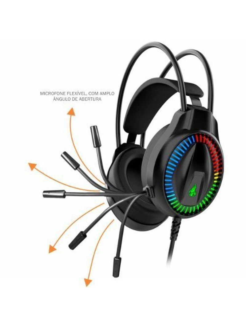 Headset Kmex Gamer Rgb 71 Ar89 Preto