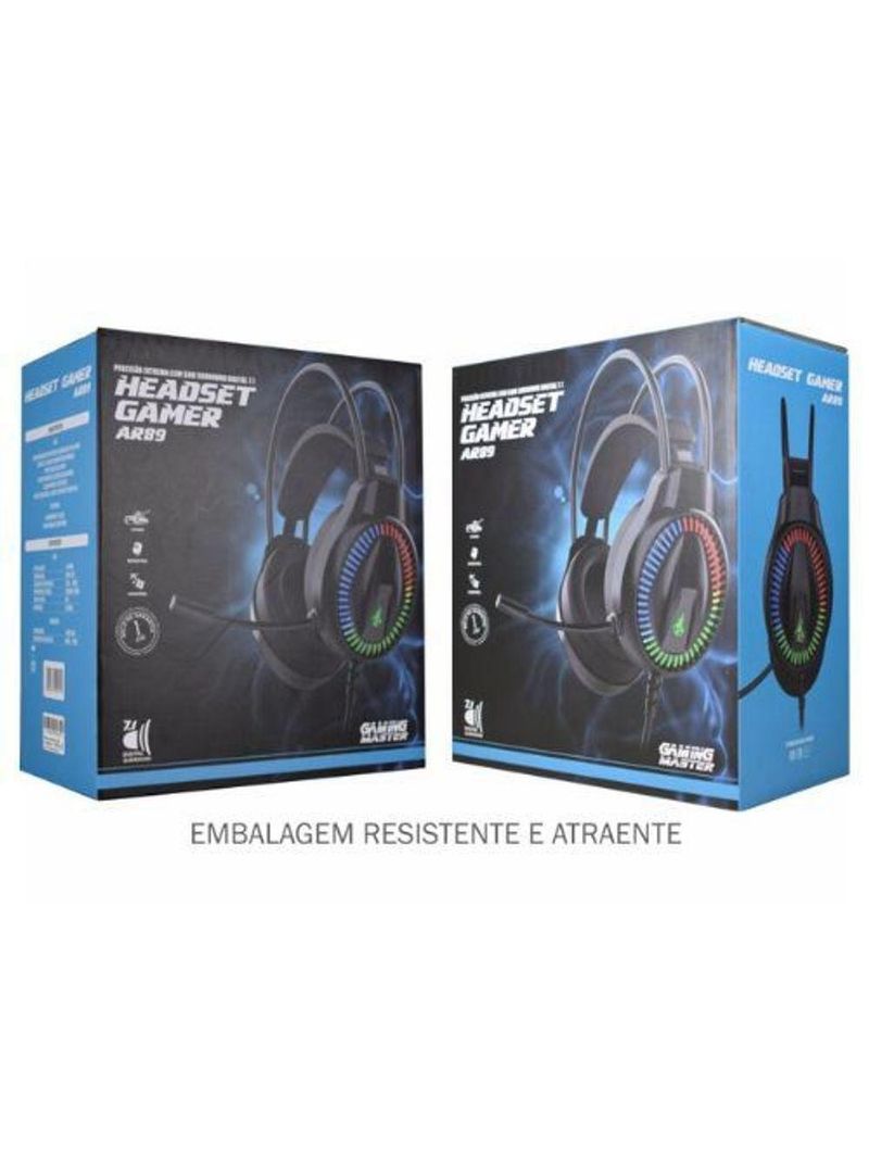Headset Kmex Gamer Rgb 71 Ar89 Preto