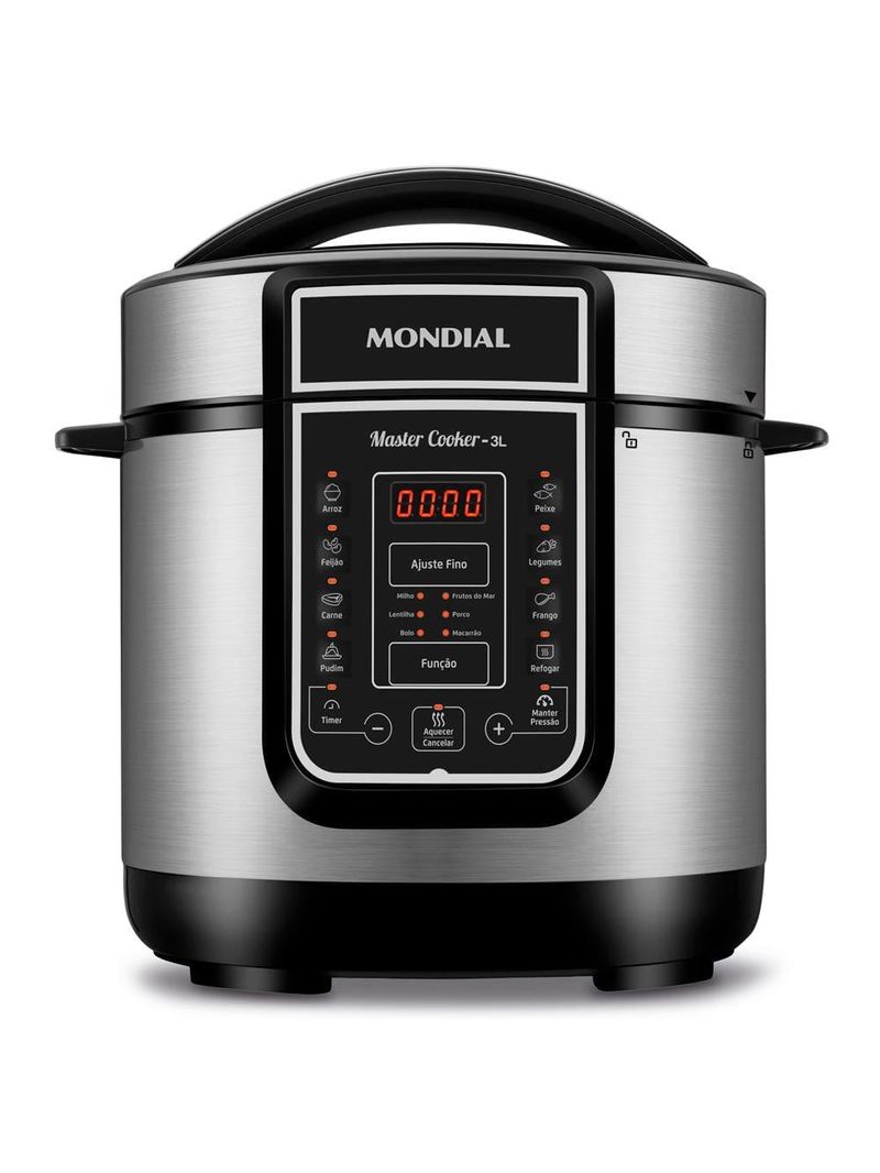 Panela elétrica de pressão mondial digital master cooker pe-40 3l - preta/inox