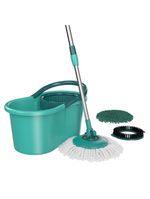 Mop giratório 3 em 1 flashlimp mop8258 com balde, cabo telescópico e 3 tipos de refis – verde/inox