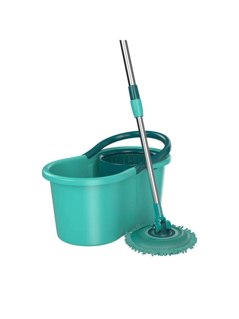 Mop giratório 3 em 1 flashlimp mop8258 com balde, cabo telescópico e 3 tipos de refis – verde/inox