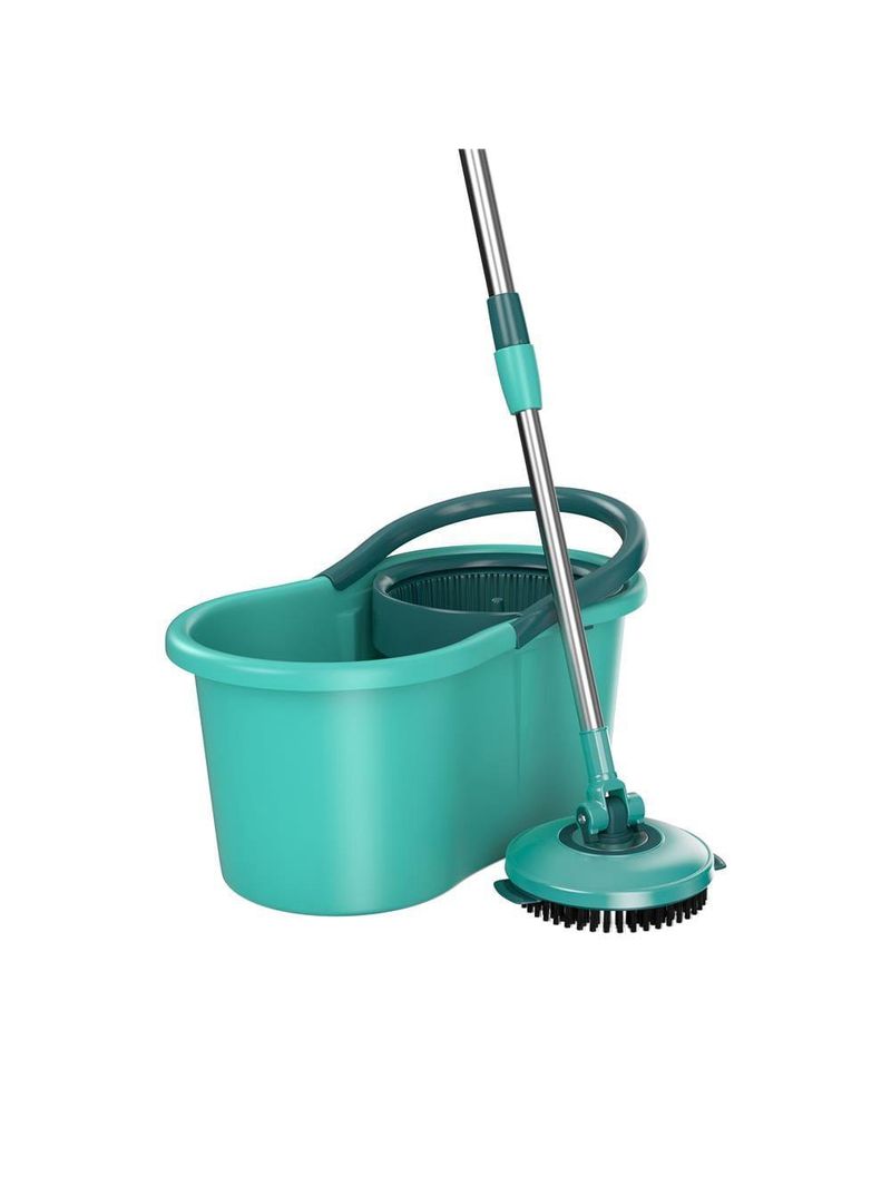 Mop giratório 3 em 1 flashlimp mop8258 com balde, cabo telescópico e 3 tipos de refis – verde/inox