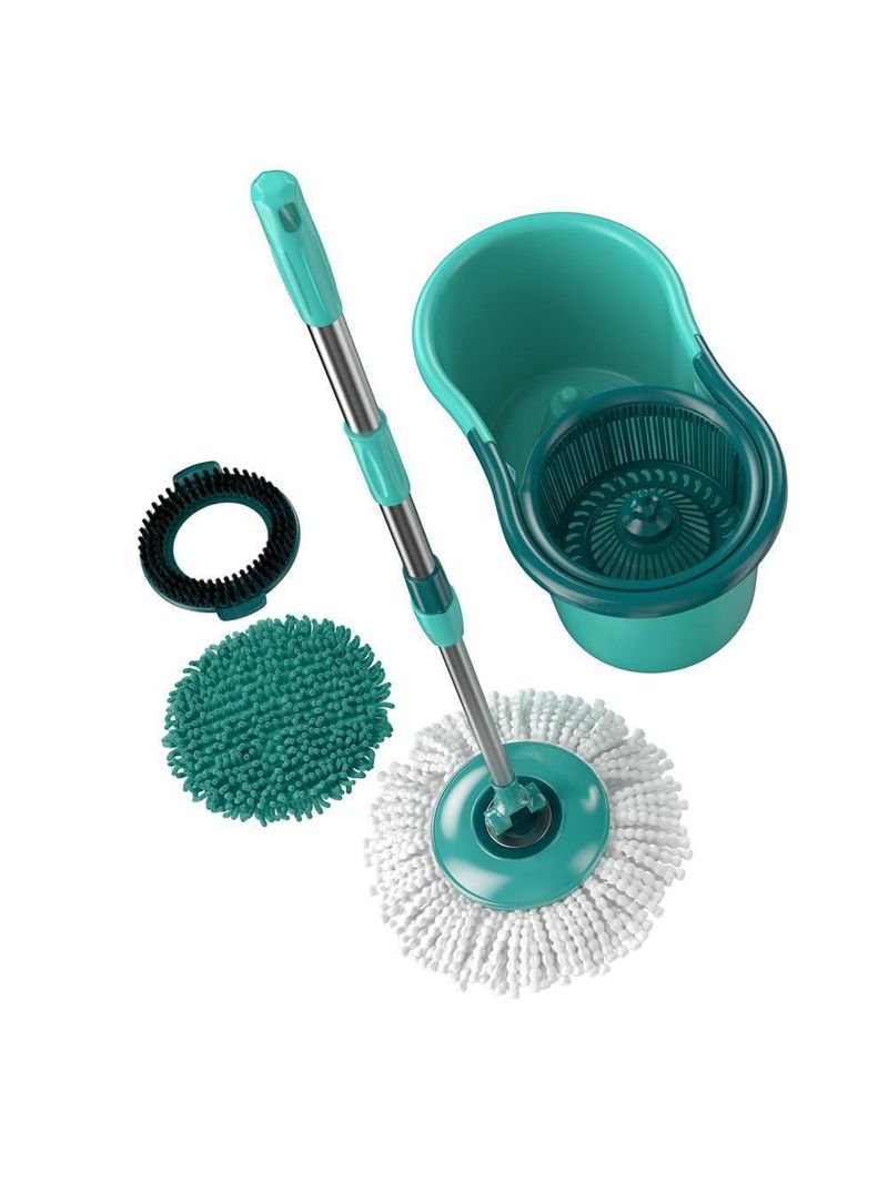 Mop giratório 3 em 1 flashlimp mop8258 com balde, cabo telescópico e 3 tipos de refis – verde/inox