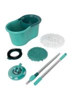 Mop giratório 3 em 1 flashlimp mop8258 com balde, cabo telescópico e 3 tipos de refis – verde/inox